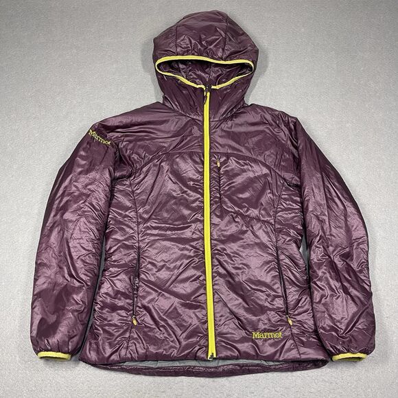 Marmot Jacket Women Medium Purple Puffer Lightweight Windbreaker Full Zip Hooded - Picture 1 of 16